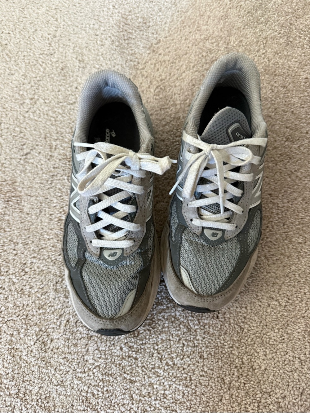 New Balance Gray and White Mesh Running Sneakers